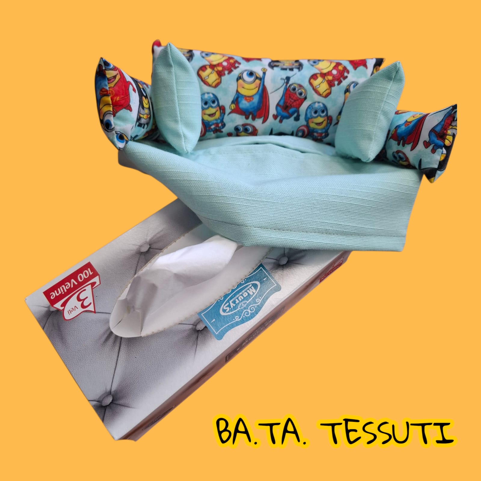 Scatola porta fazzoletti per il viso con farfalla meccanica, blu